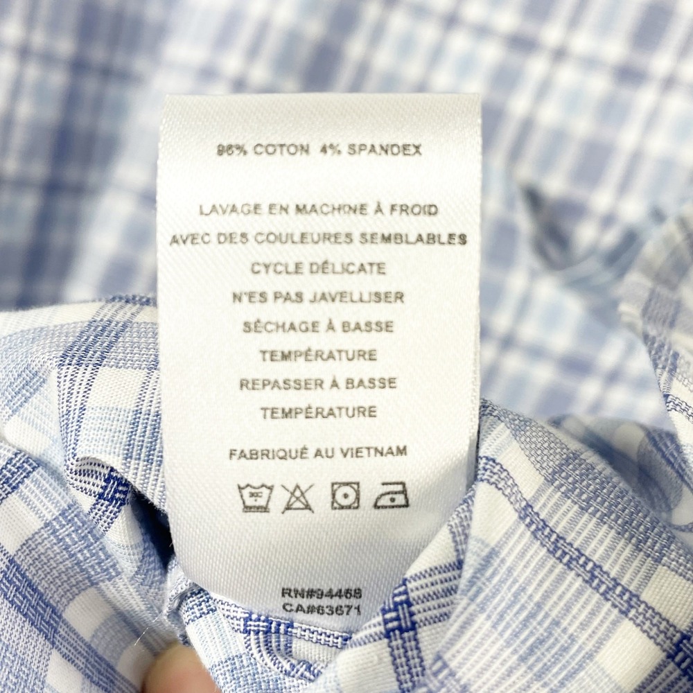 Hickey Freemen Men's Blue White Gingham Plaid Long Sleeve Shirt 15 15 1/2 Cotton - Picture 4 of 6
